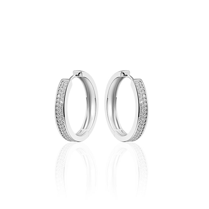 HC Oorringen, zilver met zirconia (5x30 mm) - 11174