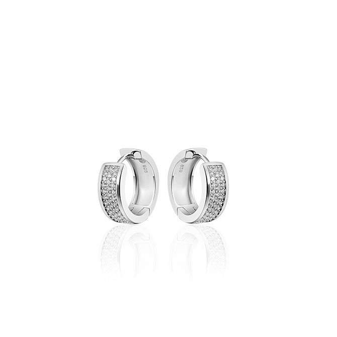 Oorringen, zilver met zirconia (7x20mm) - 11177