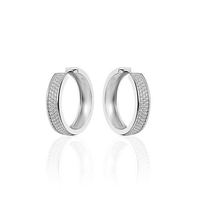 Oorringen, zilver met zirconia (7x30mm) - 11178
