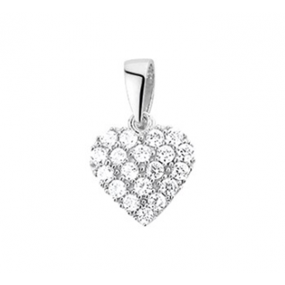HC Hanger, 14krt.witgoud hart met zirconia (10mm.) - 11334
