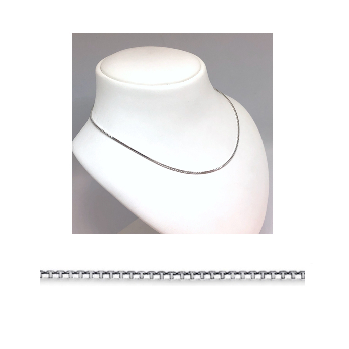 Collier, 14krt.witgoud venetiaanse schakel 1mm. (lengte: 45cm.) - 11385