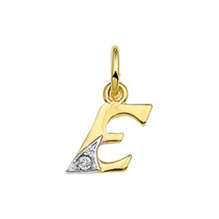 Hanger, 14krt.goud letter E met diamant - 11487