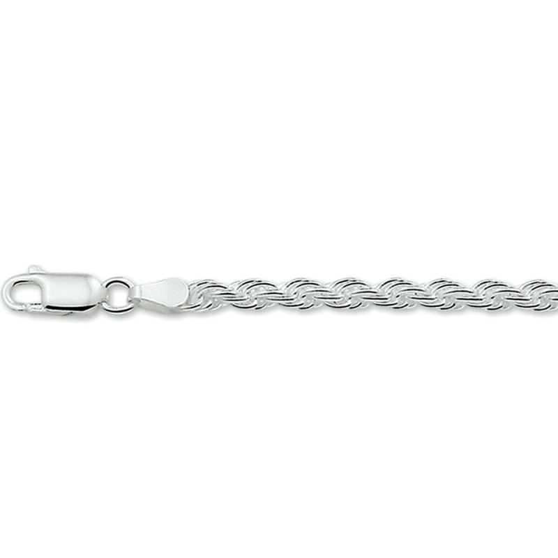 Colllier, zilver koord 3,5mm. (lengte: 45cm.) - 11499