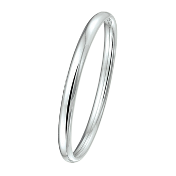Bangle, zilver met dopsluiting halfronde buis 4mm. (diameter XS: 45x52mm.) - 11767