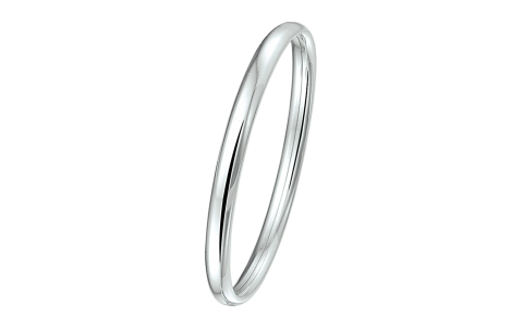 Bangle, zilver halfrond maat XS (4x50mm.) - 11767