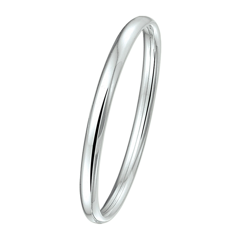 Bangle, zilver met dopsluiting halfronde buis 4mm. (diameter XS: 45x52mm.) - 11767