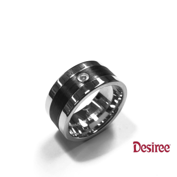 Desiree Relatiering, edelstaal/carbon  breedte: 10mm.(maat 18) - 11780