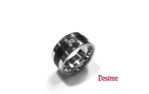 Desiree Relatiering, edelstaal/carbon  breedte: 10mm.(maat 18) - 11780