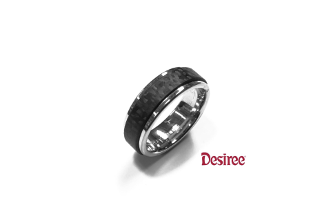 Desiree Relatiering, edelstaal/carbon  breedte: 8mm.(maat 20,5) - 11781