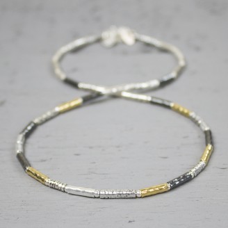 Jeh Jewels Collier, zilver/oxie/goldfilled model 17708 (lengte 43-47cm.) - 11852