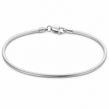 Armband, zilver vierkante slangenschakel 2mm. (lengte: 18cm.) - 11884