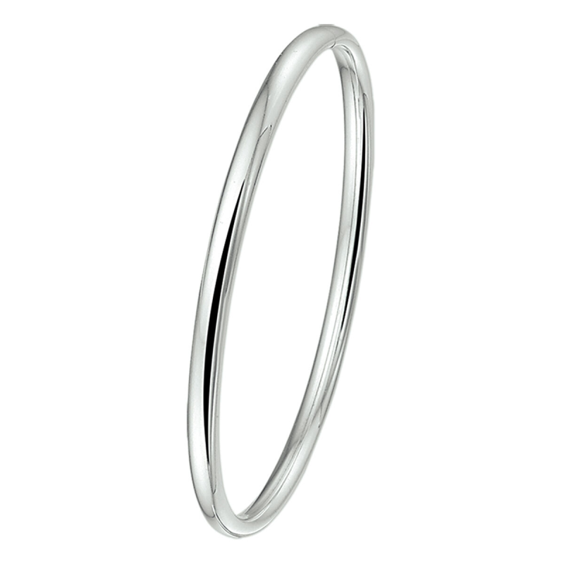 Bangle, zilver met dopsluiting ovale buis 4mm. (diameter 60mm.) - 11914