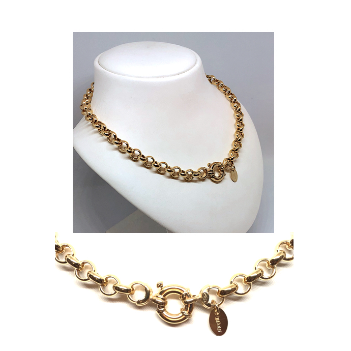 HC Collier, 14krt.goud met massief zilveren kern (schakel 7 mm.- lengte: 45cm.) - 11945 HC Collier, 14krt.goud met massief zilveren kern (schakel 7 mm.- lengte: 45cm.) - 11945
