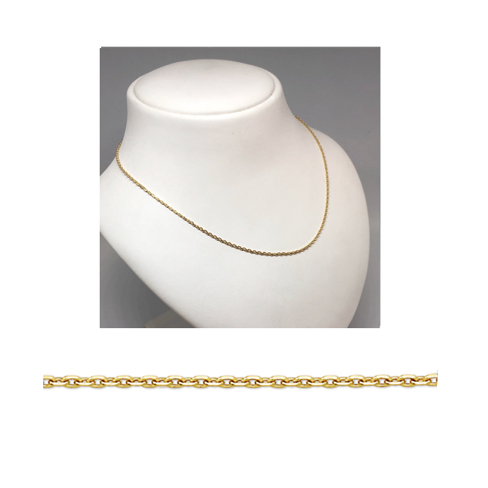 HC Collier, 14krt.geelgoud ankerschakel 1,3mm. (lengte: 42cm.) - 12085