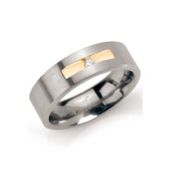 Boccia Ring, titanium/verguld met diamant 0,03ct. model 0101-08 breedte:6mm. (maat 55) - 12207