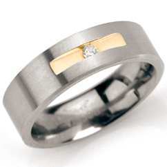 Boccia Ring, titanium/verguld met diamant 0,03ct. model 0101-08 breedte:6mm. (maat 55) - 12207