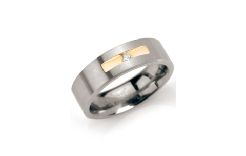 Boccia Ring, titanium/verguld met diamant 0,03ct. model 0101-08 breedte:6mm. (maat 55) - 12207