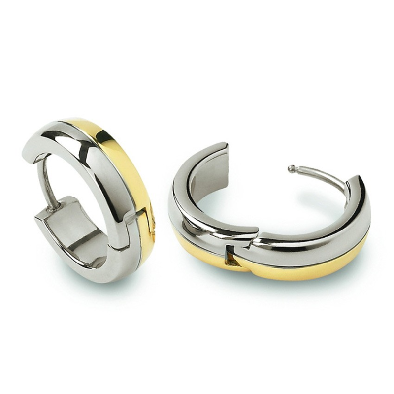 Boccia Creolen, titanium/verguld model 0539-07 (16x5mm.) - 12189 Boccia Creolen, titanium/verguld model 0539-07 (16x5mm.) - 12189
