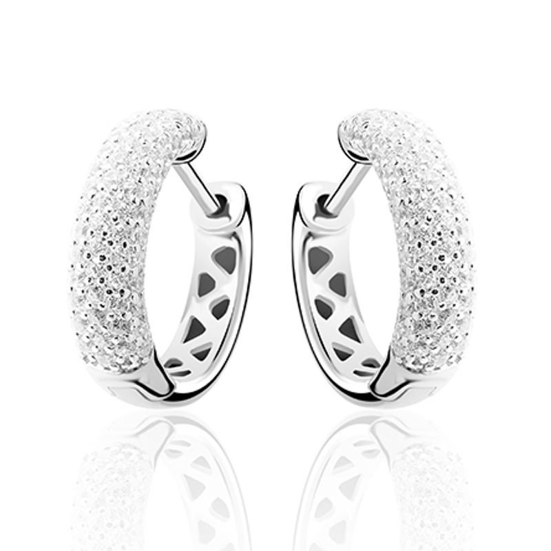 HC Oorringen, zilver met zirconia (4,5x15mm) - 12304