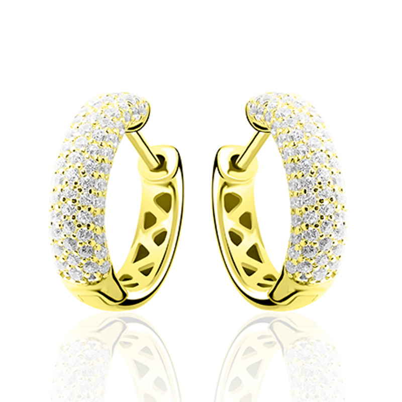 Oorringen, zilver verguld met zirconia (4,5x15mm) - 12305