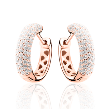 Oorringen, zilver rosÚ-verguld met zirconia (4,5x15mm) - 12306 Oorringen, zilver rosÚ-verguld met zirconia (4,5x15mm) - 12306