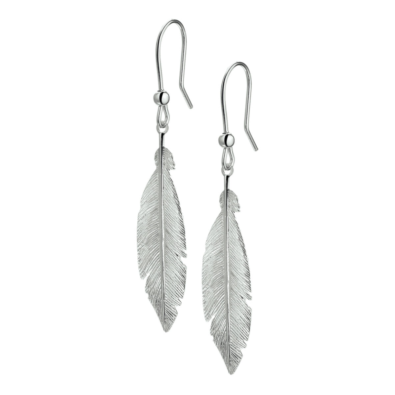 HC Oorhangers, zilver gerhodineerd veren - 12389 HC Oorhangers, zilver gerhodineerd veren - 12389