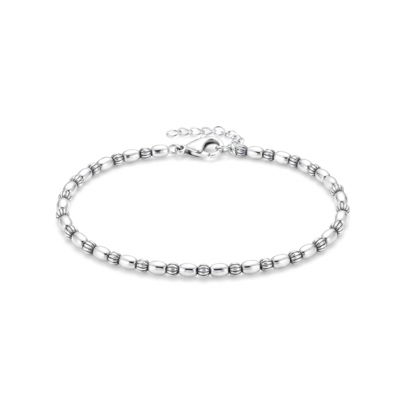 Armband, zilver gerhodineerd (lengte: 17,5-19,5cm.) - 12383