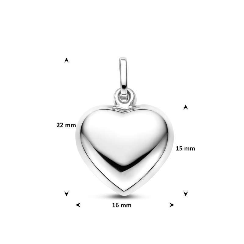 Hanger, zilver hart 16mm. - 12531