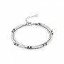 Armband, zilver gerhodineerd 3 strengen met immitatieparel (lengte: 17,5-20,5cm.) - 12640