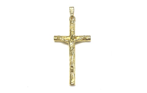 HC Hanger, 14krt.gouden kruis met korpus 3,5x2cm. rond staaf massief (6,6gram) - 12594
