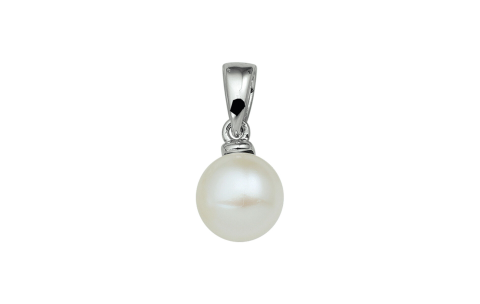 Hanger, zilver met  zoetwaterparel 7mm - 13188