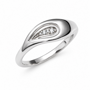 Ring, zilver gerhodineerd met 0,02ct. diamant (maat 56) - 13207
