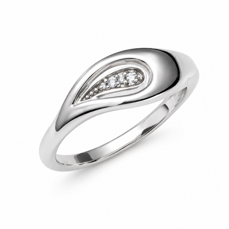 Ring, zilver gerhodineerd met 0,02ct. diamant (maat 56) - 13207 Ring, zilver gerhodineerd met 0,02ct. diamant (maat 56) - 13207
