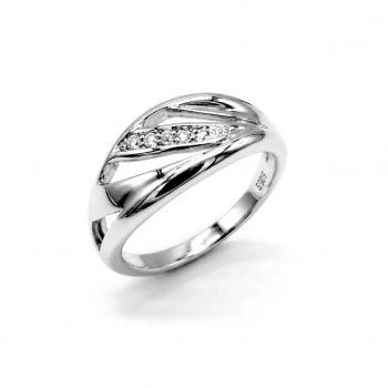 Ring, zilver gerhodineerd met 0,04ct.diamant (maat 52) - 13209
