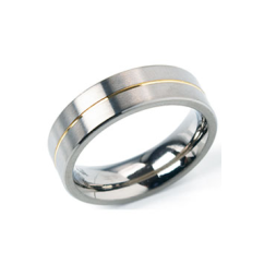 Boccia Ring, titanium/verguld model 0101-21 breedte:6mm. (maat 50) - 12834