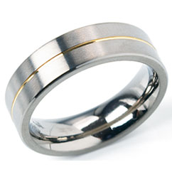 Boccia Ring, titanium/verguld model 0101-21 breedte:6mm. (maat 50) - 12834