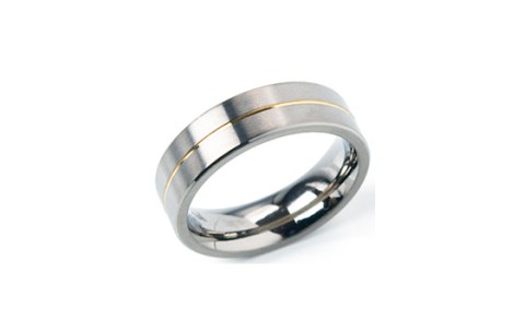 Boccia Ring, titanium/verguld model 0101-21 breedte:6mm. (maat 50) - 12834