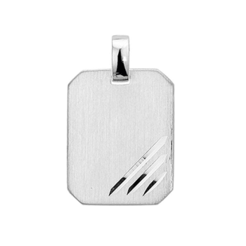 Graveerhanger, zilver rechthoek (20x16mm.) - 12837
