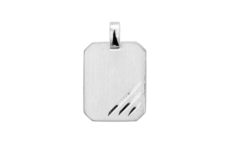 Graveerhanger, zilver rechthoek (20x16mm.) - 12837