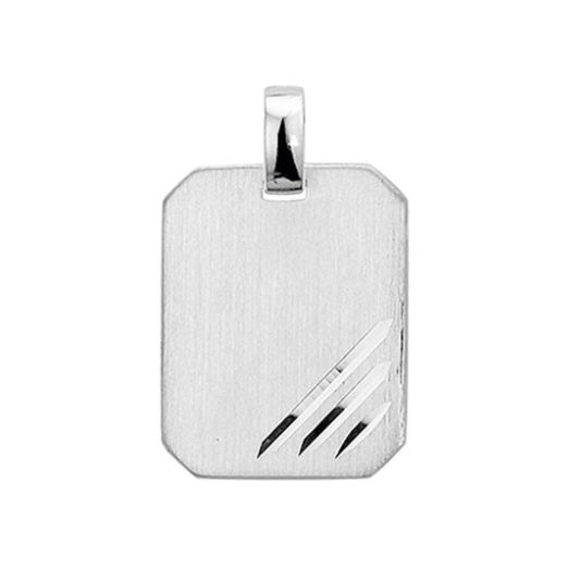 Graveerhanger, zilver rechthoek (20x16mm.) - 12837