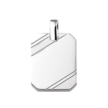 Graveerhanger, zilver rechthoek mat/glans fantasie (20x16mm.) - 12838