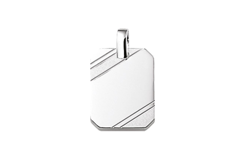 Graveerhanger, zilver rechthoek mat/glans fantasie (20x16mm.) - 12838