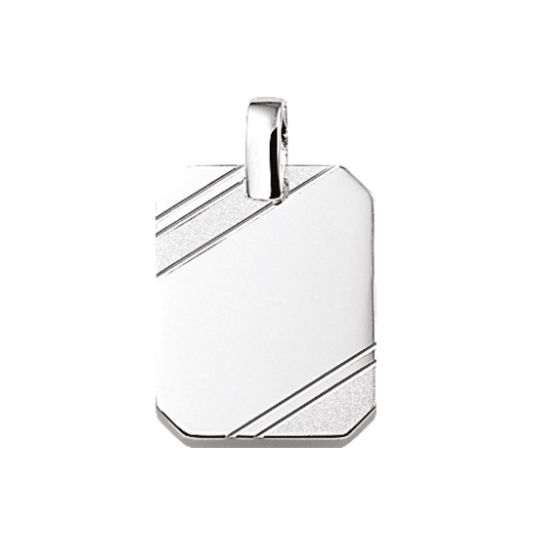 Graveerhanger, zilver rechthoek mat/glans fantasie (20x16mm.) - 12838