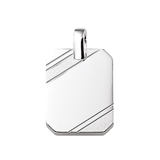 Graveerhanger, zilver rechthoek mat/glans fantasie (20x16mm.) - 12838
