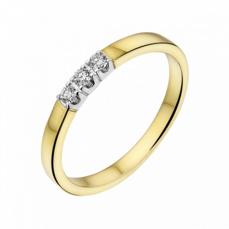 Eclat Alliance ring, model M101-3x3G 0.09ct.diamant (maat 17,5) - 12909 Eclat Alliance ring, model M101-3x3G 0.09ct.diamant (maat 17,5) - 12909
