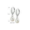 Oorhangers, zilver gerhodineerd met zirconia en parel (parel: 8x10) - 13142