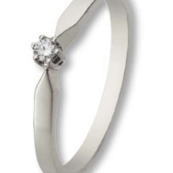 Eclat Solitairring, 14krt.witgoud met diamant: 0,05ct. (maat 17,5) - 13270