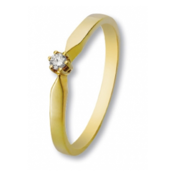 Eclat Solitairring, 14krt.goud met diamant: 0,07ct. (maat 17) - 13271 Eclat Solitairring, 14krt.goud met diamant: 0,07ct. (maat 17) - 13271