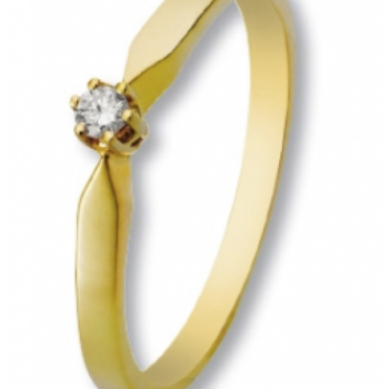 Eclat Solitairring, 14krt.goud met diamant: 0,07ct. (maat 17) - 13271
