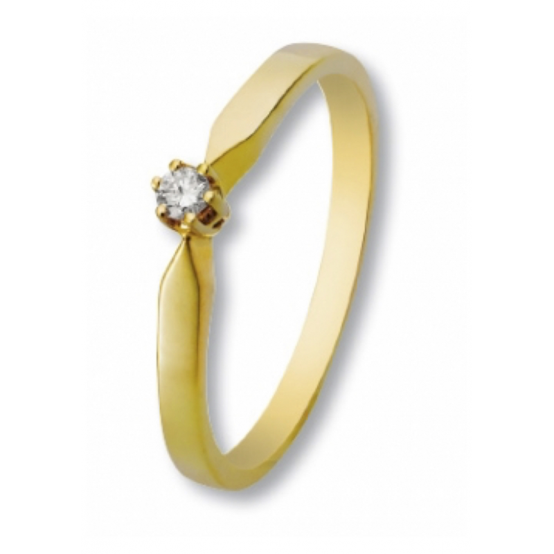 Eclat Solitairring, 14krt.goud met diamant: 0,07ct. (maat 17) - 13271 Eclat Solitairring, 14krt.goud met diamant: 0,07ct. (maat 17) - 13271